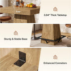 31.5-Inch Square Bar Table with 37.4-Inch Height and Metal Footrest for Dining Room and Bistro