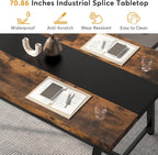 70.9-Inch Conference Table for 6 with Thick Top, Industrial Meeting Table for Office