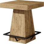 31.5-Inch Square Bar Table with 37.4-Inch Height and Metal Footrest for Dining Room and Bistro