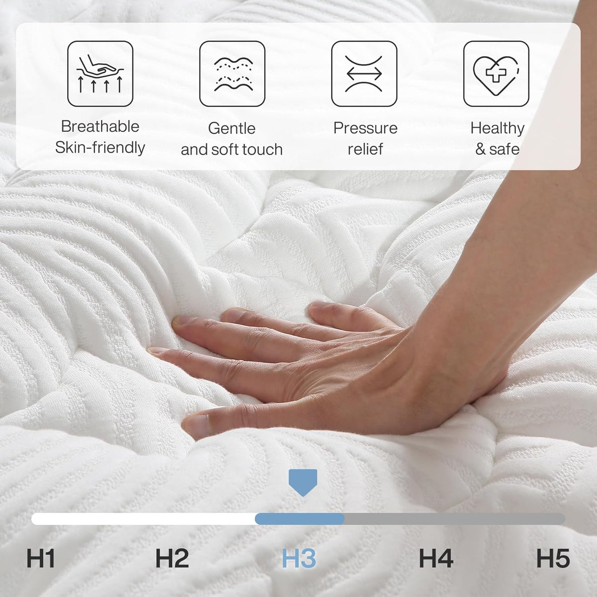 Hybrid Memory Foam Mattress, 7-Zone Orthopedic Support Medium Firm