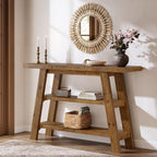 47.24" Solid Wood Farmhouse Console Table, 3-Tier Shelf Entryway Table for Hallway & Living Room