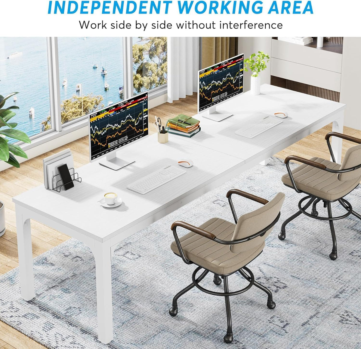 Rectangle Executive Desk, 78.7" Computer Desk 6FT Conference Table