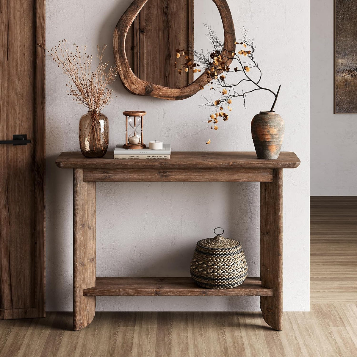 Farmhouse Console Table 41.34 Inch, Narrow Sofa Table with Storage for Living Room Hallway and Entry