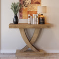 43.3-Inch Narrow Console Table with X-Frame Base, Farmhouse Hallway Table in Brown