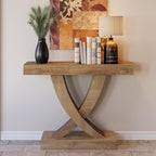 43.3-Inch Narrow Console Table with X-Frame Base, Farmhouse Hallway Table in Brown