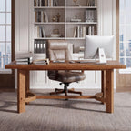 63-Inch Solid Wood Executive Desk, Farmhouse Work Table for Home Office and Meetings