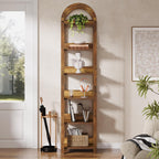 70.87-Inch 6-Tier Narrow Bookshelf with Arched Top, Tall Slim Bookcase