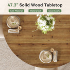 47.3-Inch Solid Wood Round Dining Table for 4-6 People, Farmhouse Kitchen Table with Cross-Shaped Base for Dining Room