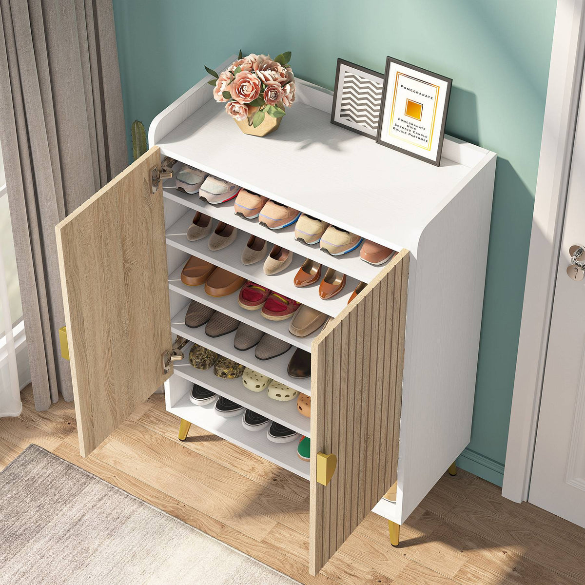 7-Tier Shoe Cabinet, Shoe Storage Organizer with Adjustable Shelves
