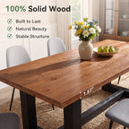 63 Inch Solid Wood Dining Table for 6, Farmhouse Kitchen Table with U-Shaped Legs