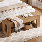 47-Inch Farmhouse Entryway Bench, Long Wood Shoe Bench with Reinforced MDF Structure for Hallway