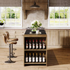 55.12-Inch Kitchen Island with 5-Tier Storage Shelves and Large Countertop, Farmhouse Coffee Bar Table for Kitchen