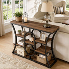 41.3" Sofa Table, Industrial Console Table with Shelves