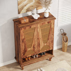 Rattan Shoe Cabinet, 5-Tier Hidden Shoe Storage for Entryway