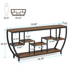 70.9" Sofa Table with Shelves, Console Table for Living Room
