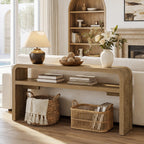 63 Inch Long Console Table with 2-Tier Storage, Narrow Sofa Table for Living Room