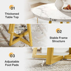 31.5-Inch Round Dining Table for 2, Compact Kitchen Table with Geometric Metal Base#Colour_White