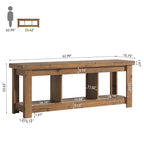 63-Inch Solid Wood TV Stand with 3 Open Storage Shelves, Farmhouse Entertainment Center for TVs up to 75 Inches