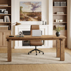 63-Inch Solid Wood Executive Desk with Thick Top, Farmhouse Computer Desk for Home Office