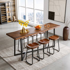 63-Inch Solid Wood Bar Table with Metal Frame, Counter Height Pub Table for Kitchen