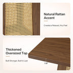 31.5-Inch Square Bar Table, Counter Height Pub Table with Rattan Pedestal Base for Home Bar Kitchen and Small Spaces