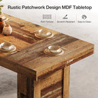 63 Inch Farmhouse Dining Table for 6, Rectangular Wooden Kitchen Table with Heavy Duty Legs for Dining Room