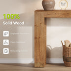 63-Inch Farmhouse Console Table with Reinforced Base, Solid Wood Sofa Table for Entryway Study and Living Room