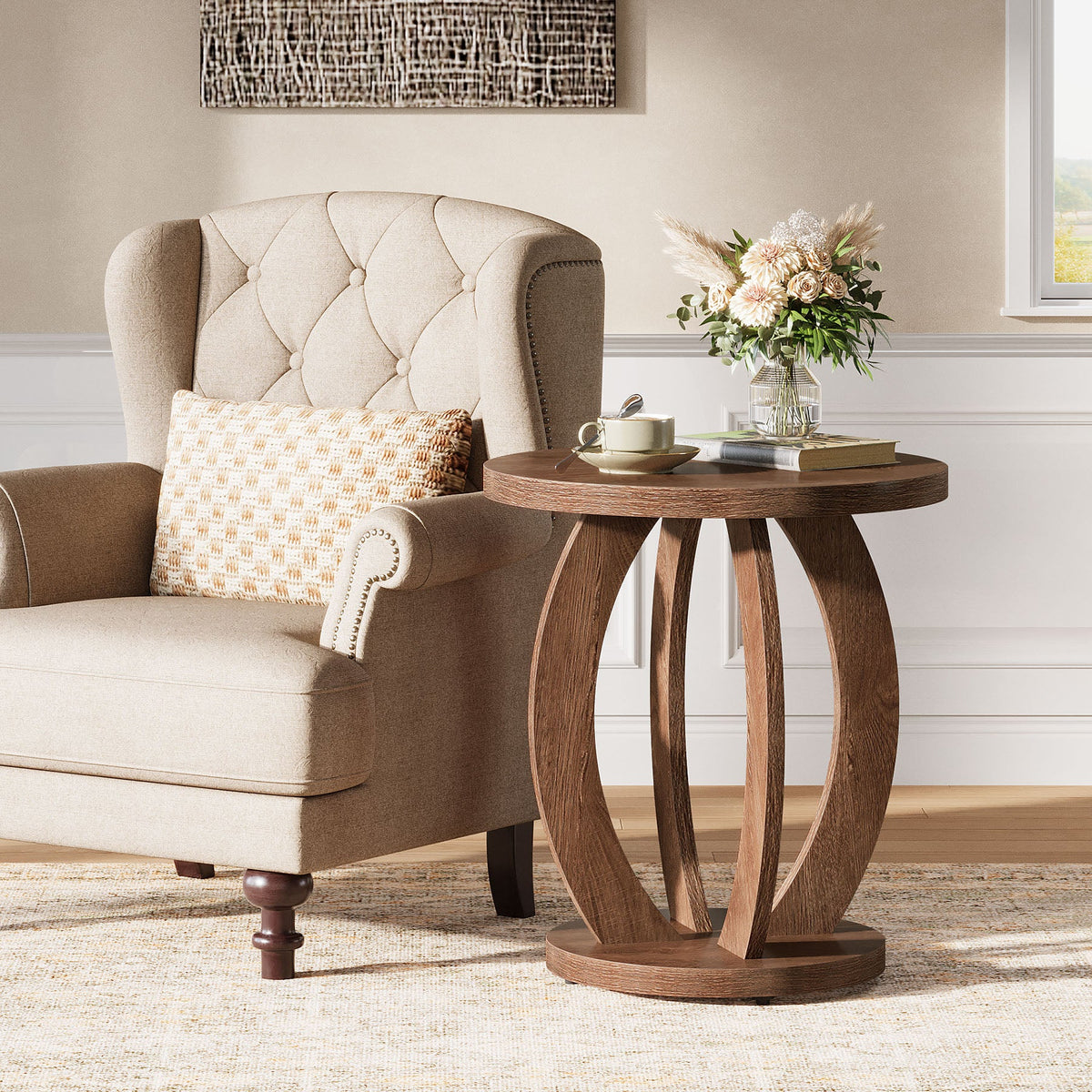 24-inch round farmhouse nightstand