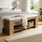 47.24-Inch Upholstered Hallway Bench with Padded Seat, Farmhouse Bed Bench for Bedroom