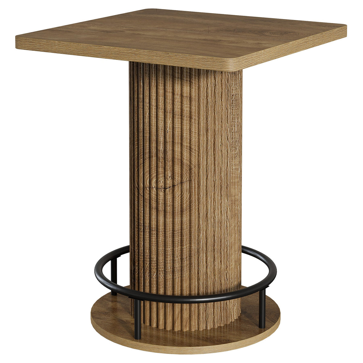 39-Inch Square Bar Table, Wooden Bistro Table with Footrest for Kitchen and Cafe