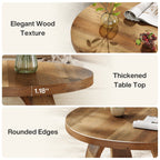 31.5" Wooden Circle Coffee Table, 2-Tier Storage for Small Spaces
