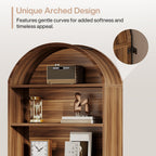 76.8-Inch Arched Bookcase with File Cabinet Drawer, 5-Tier Storage for Home Office