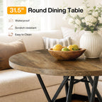 31.5-Inch Round Dining Table with Geometric Metal Base, Small Kitchen Table for 2-3 People
