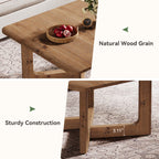 31.5 Inch Square Solid Wood Coffee Table, Farmhouse Living Room Table with Sturdy Base