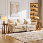 19.69 Inch Solid Wood Round End Table with Geometric Legs, Side Table for Living Room