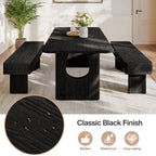 47.24-Inch Black Kitchen Table Bench with Rounded Edges, Modern Dining Bench for Dining Room