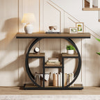 41 Inch Industrial Console Table with Storage, 4 Tier Narrow Sofa Table for Entryway Living Room