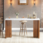 55.12-Inch Bar Table with Faux Marble Top, Counter Height Pub Table for Kitchen
