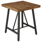 31.5-Inch Square Bar Table with Solid Wood Top and Metal Footrest, Industrial Pub Table for Home Bar Kitchen and Cafe