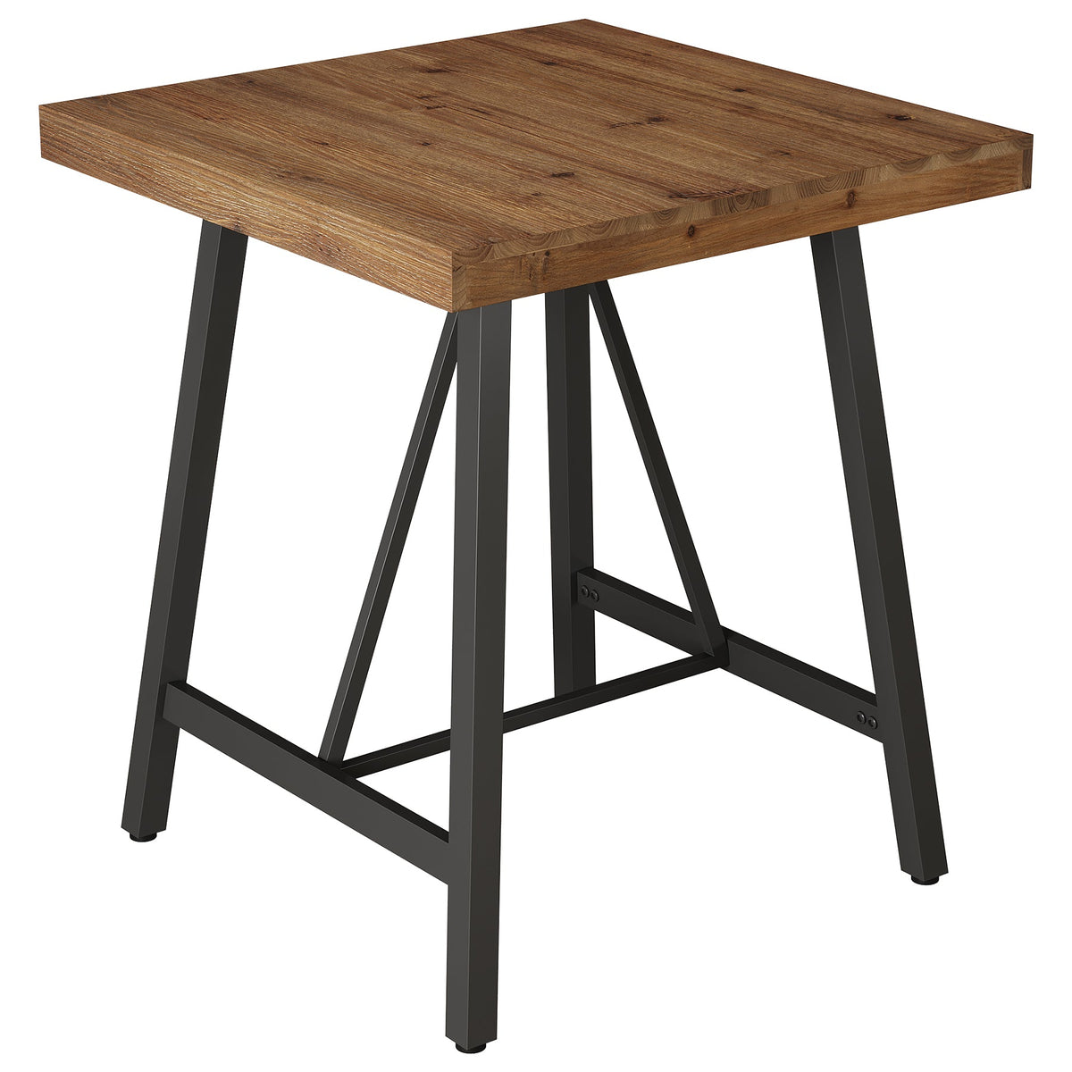 31.5-Inch Square Bar Table with Solid Wood Top and Metal Footrest, Industrial Pub Table for Home Bar Kitchen and Cafe