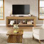 63-Inch Farmhouse TV Stand, Oak Media Console with Open Storage for Living Room