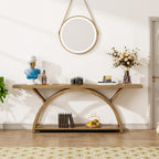 70.87-Inch Rustic Console Table with Storage Shelf, Narrow Sofa Table for Entryway and Hallway
