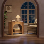 27.6 Inch Farmhouse Side Table with Storage, Large Wooden End Table with Cabinet Shelf for Living Room