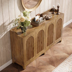 57-Inch Buffet Cabinet with Adjustable Shelves and Grille Doors, Long Sideboard Cabinet for Dining Room