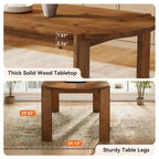 63-Inch Solid Wood Oval Dining Table, Farmhouse Dinner Table with Sturdy Base for 4-6