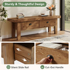 55 Inch Solid Wood Storage Bench with 2 Drawers, Farmhouse Entryway Seat for Hallway