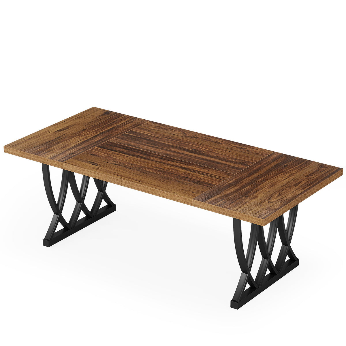70.86-Inch Executive Desk, Large Home Office Computer Desk with Trestle Metal Frame for Study and Writing