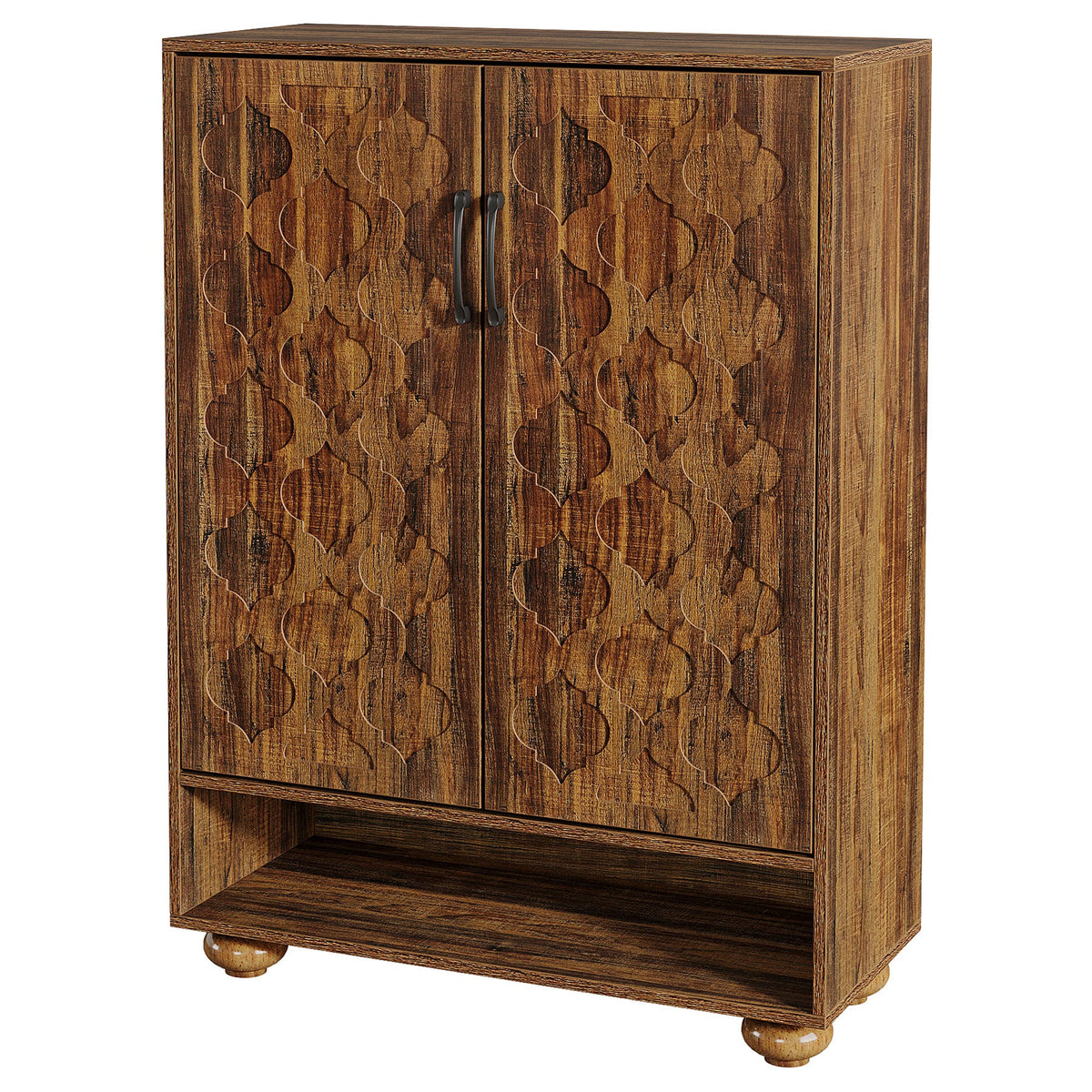 31.5-Inch Solid Wood Shoe Cabinet for Entryway, Farmhouse Tall Shoe Storage Cabinet with Doors and Adjustable Shelves for Hallway