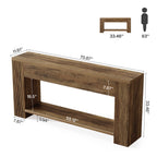 70.9-Inch Console Table, Farmhouse Fluted Sofa Table for Entryway and Living Room