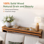 63-Inch Solid Wood Console Table with Double-Layer Top, Farmhouse Sofa Table for Entryway Hallway and Behind Couch